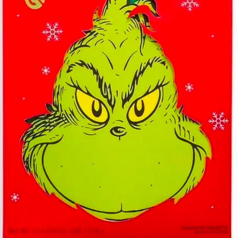 The Grinch eyeshadow palette Revolution X The Grinch